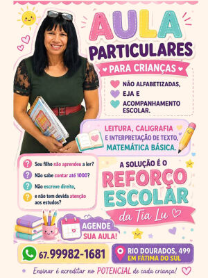 Seu filho não vai bem na escola? Aulas de reforço escolar com a Professora Luzinete em Fátima do Sul