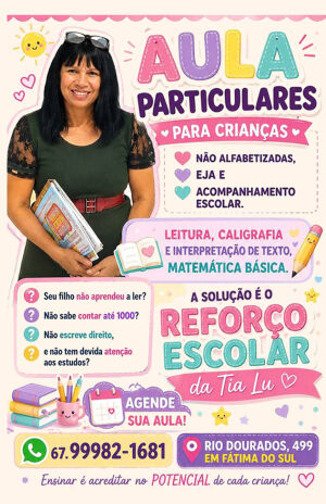 Seu filho não vai bem na escola? Aulas de reforço escolar com a Professora Luzinete