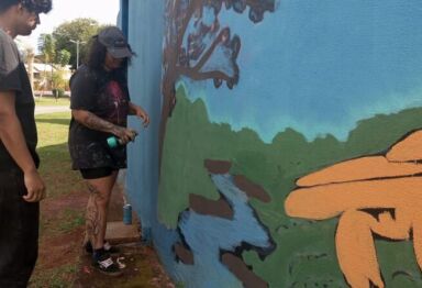 Oficina de grafite transforma paisagem e insere arte urbana em Jateí