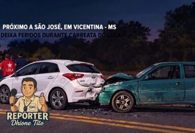 Grave acidente durante carreata em apoio a Lula deixa feridos na MS-147 na entrada São José
