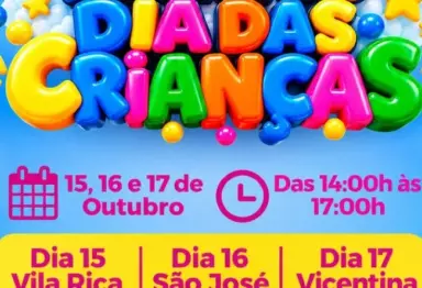 Em Vicentina, Prefeitura prepara três dias de festa às crianças da cidade e dos distritos