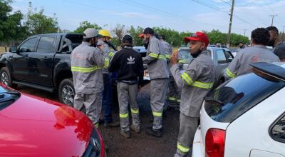 Protesto de eletricitários em Navirai e Ponta Porã