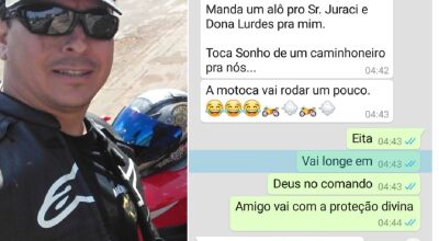 Mensagem enviada antes de partir para sua viagem ao radialista Ricardo Marceno