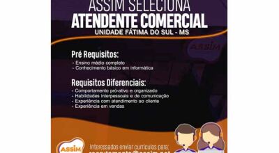 Vaga para Atendente Comercial
