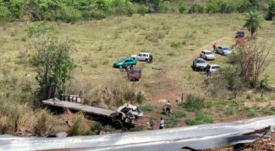 Caminhão desceu a ribanceira; outros motoristas recolheram alimentos espalhados no local (Foto: Direto das Ruas)