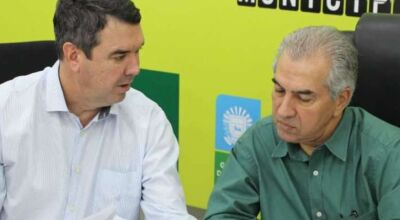 Secretário de Infraestrutura Eduardo Riedel ao lado do governador Reinaldo Azambuja - Crédito: Divulgação