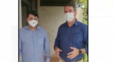 Prefeito Marquinhos do Dedé, ao lado do Secretário de Infraestrutura, Eduardo Riedel