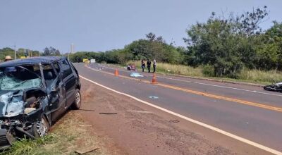 Local do acidente em que motociclista morreu na manhã deste sábado em Dourados 