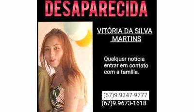 Familiares procuram por Vitória que está desaparecida há cinco dias que teria ido para Dourados