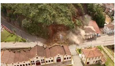 Deslizamento de terra destroi casarão histórico em Ouro Preto MG