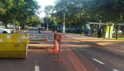 Parque dos Poderes: obra de faixa de pedestres elevada requer atenção de motoristas em frente ao CEI