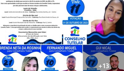 BORA VOTAR: Veja os 15 candidatos e seus números na disputa pelo Conselho Tutelar em Vicentina