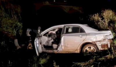 Com o carro destruído, secretário de Fátima do Sul sai ileso de acidente em rodovia