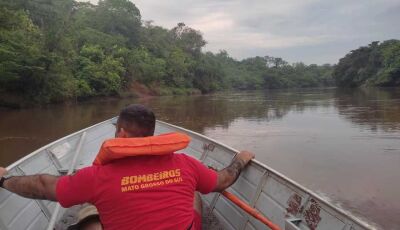 Pescador desaparece após entrar em rio e Bombeiro mergulhador de Fátima do Sul ajuda nas buscas