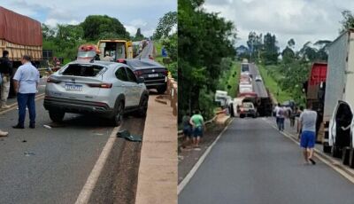 Grave acidente entre três veículos deixa uma pessoa morta em rodovia de Mato Grosso do Sul