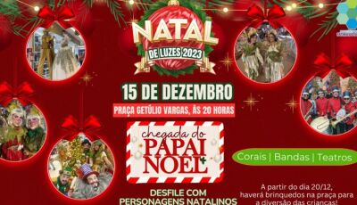 Com desfile de personagens encantadores, Papai Noel chega HOJE em Fátima do Sul
