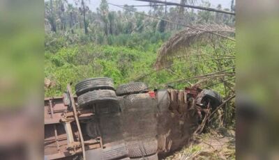 Motorista de caminhão perde o controle e morre em acidente na BR-262