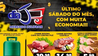 HOJE tem Dia 'J' com tudo abaixo do preço; confira as OFERTAS no Mercado Julifran em Fátima do Sul