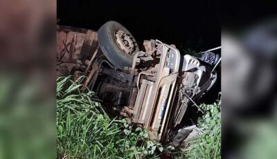 Motorista tomba caminhão de bois e morre preso às ferragens na BR-267