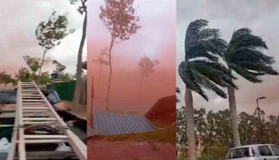 Nuvens de poeira avassaladoras e ventos de até 80km/h assustam moradores em Fátima do Sul e região