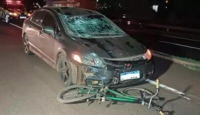 Ciclista morre atropelado por carro na BR-163 em Dourados; VEJA NA LIVE