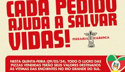 Pizzaria Carioca irá doar todo lucro da venda de pizzas desta quinta-feira ao Rio Grande do Sul 
