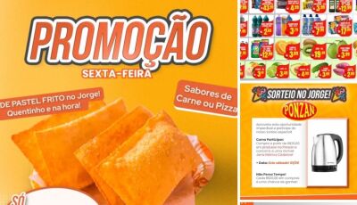 SEXTOUUU com pastel a R$ 3,99; sorteios e muitas OFERTAS no Jorge Mercado Atacarejo em Fátima do Sul