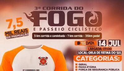 Inscrições abertas para 3ª Corrida do Fogo e passeio ciclístico com R$ 7,5 mil reais em premiação