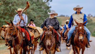 Cavalgada movimenta e celebra tradição na Festa da Fogueira em Jateí; ASSISTA e veja como foi