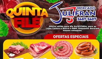 Confira as ofertas da QUINTA FILÉ do Mercado Julifran em Fátima do Sul