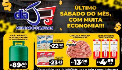 Com gás a R$ 89,98, confira as OFERTAS do Dia 'J' que acontece neste SÁBADO no Mercado Julifran