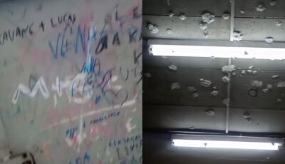 Banheiro de escola pública tem 'cocô nas paredes' no Caiobá