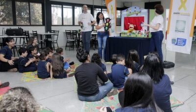 Crianças do CEI Detran-MS reforçam mensagem do Maio Amarelo e convidam para caminhada no domingo