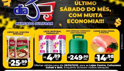 HOJE tem Dia 'J' com tudo abaixo do PREÇO no Mercado Julifran, confira às OFERTAS em Fátima do Sul