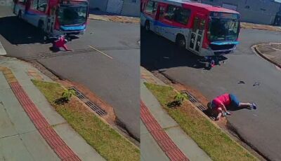 Motociclista é atingido por ônibus e fica em estado grave