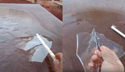 Camada de gelo se forma em Dourados e morador registra madrugada congelante