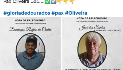 Glória de Dourados se despede do Domingos Rufino e do José o 'Pavão', Pax Oliveira informa o velório