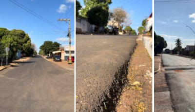 Conquista da nova gestão, ruas de Vicentina estão recebendo o recapeamento asfáltico