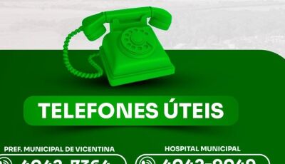 Linha direta com a população: Prefeitura divulga seus novos números de telefones em Vicentina
