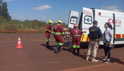 Motociclista cai e é atingido por botijões de gás na BR-163, em Dourados