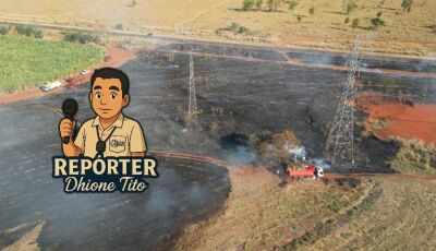Incêndio de grandes proporções mobiliza equipes às margens do anel viário em Nova Andradina
