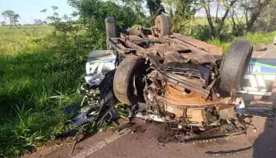Policial Militar morre em grave acidente entre viatura e carreta na MS-295