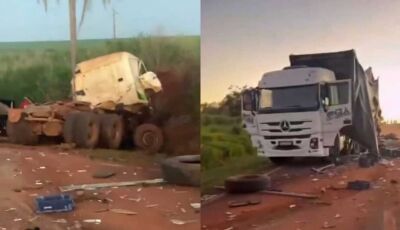Motorista tem braço arrancado em batida entre carretas na BR-163