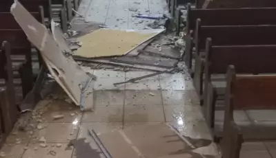 Ventos fortes atingem a Paróquia Nossa Senhora de Fátima e causam danos a estrutura da igreja