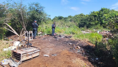 Corpo carbonizado seria de vítima que morava na região de mata