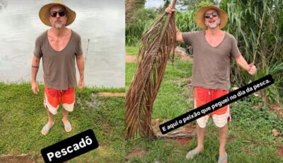 Visitando MS, Alexandre Nero pesca em família e faz 'cosplay' de Velho do Rio