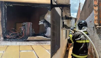 Curto-circuito causa incêndio em ar-condicionado e assusta moradores