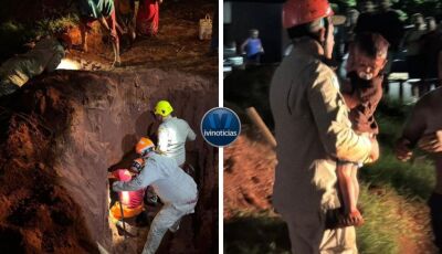 Bombeiros salvam criança de 2 anos após queda em buraco de obra, veja FOTOS