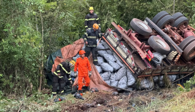 Caminhoneiro morre após tombamento de veículo na MS-040
