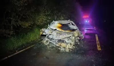 Veículo sai da pista e pega fogo em Deodápolis